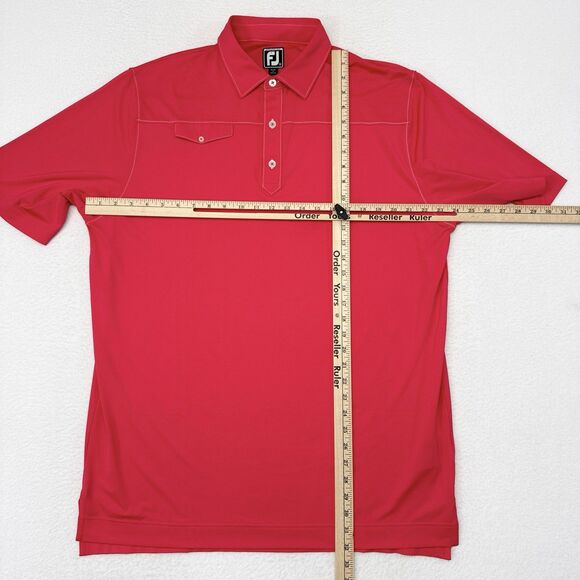 FootJoy Golf Polo Shirt Men XL‎ Athletic Fit Pink Solid Stretch Performance - Picture 10 of 12